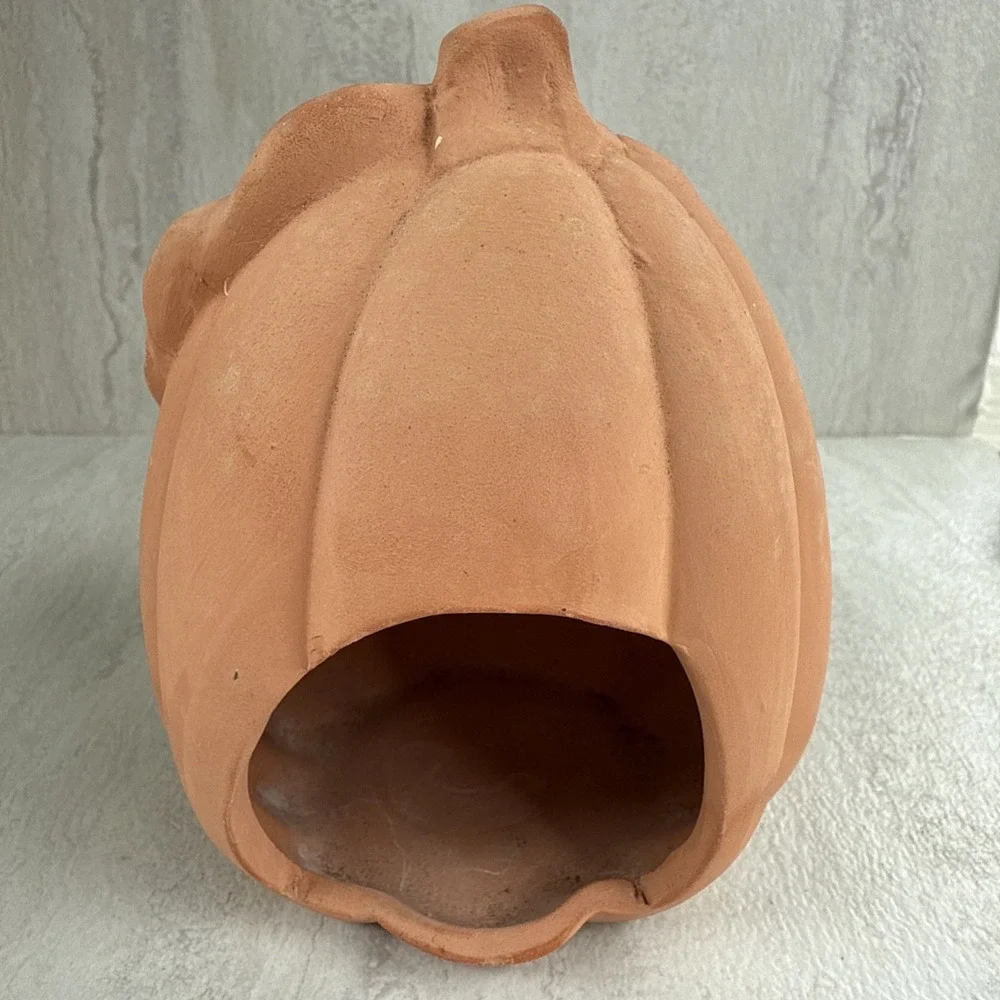 Vintage Terracotta Pumpkin Jack O Lantern Votive 6